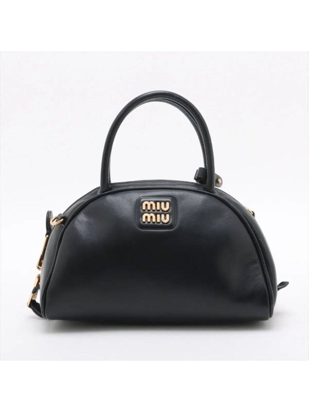 Miu Miu Leather Handbag Tote Top Handle Black